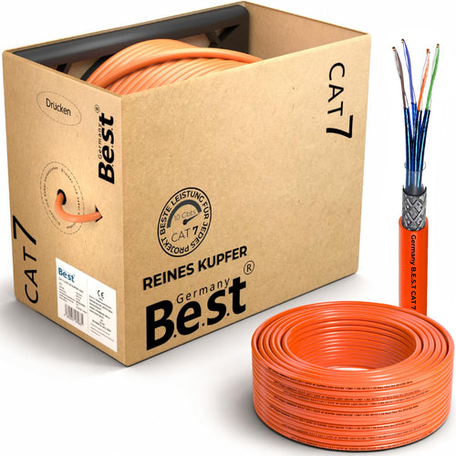 Germany B.e.s.t CAT 7 Netzwerkkabel 200m S/FTP Verlegekabel Kupfer – geschirmtes LAN Kabel für Netzwerkinstallationen
