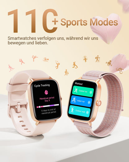 Fitpolo Smartwatch Damen Herren mit Telefonfunktion, 1,85 Zoll, IP68