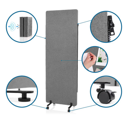 hjh OFFICE Mobile Akustik Trennwand - 2er Set Dunkelgrau 177x60cm