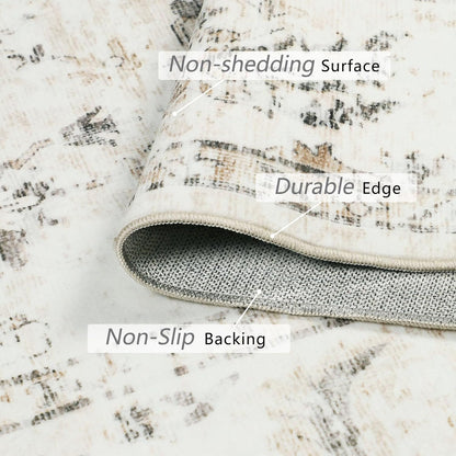 Homcomodar Boho Kurzflor Teppich Wohnzimmer - Beige 160x230cm