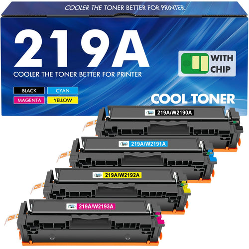 Kompatibel für HP 219A 219X Toner Multipack - 4 Farben mit Chip. Vier rechteckige Tonerkartuschen (CMYK) für Laserdrucker.