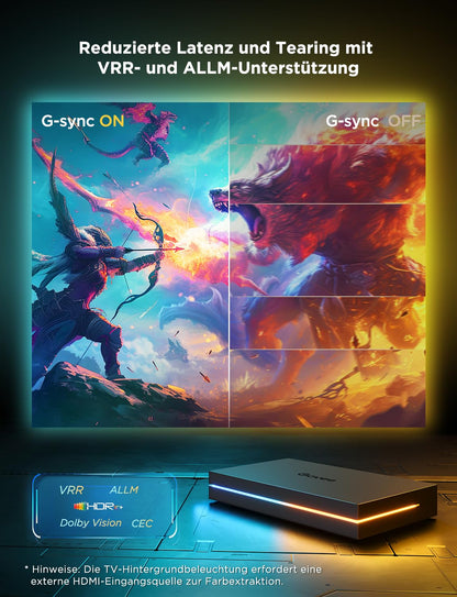 Govee HDMI 2.1 Sync Box AI Kit 2 mit LED TV-Hintergrundbeleuchtung
