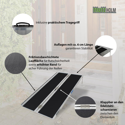 TRUTZHOLM Rollstuhlrampe klappbar Auffahrrampe 152 cm