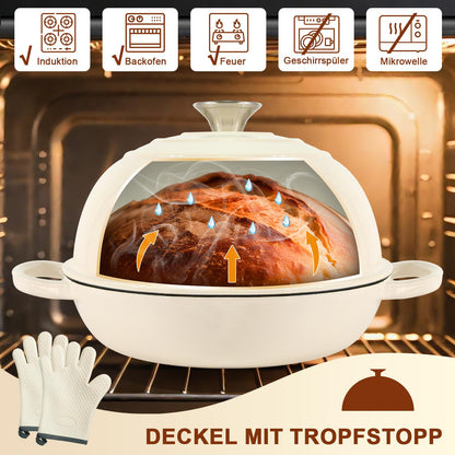 Gusseisen Emaille Dutch Oven 5.7L Brotbacktopf – Weiss