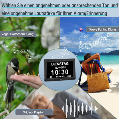 WallarGe Digitale Demenzuhr WSC701-B, 7-Zoll-Display, schwarz