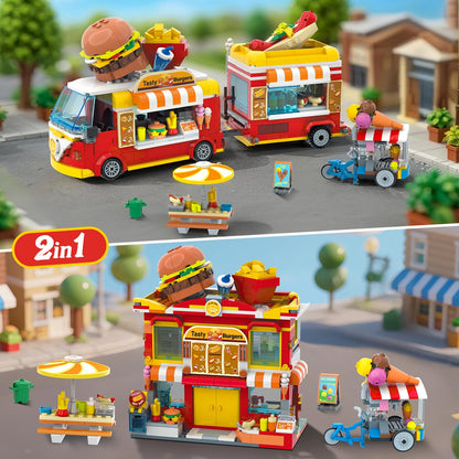 HOGOKIDS City Burger-Truck 2-in-1 Klemmbausteine, 826 Teile