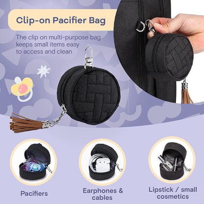 RUVALINO Wickelrucksack mit Wickelauflage und Schnullerhalter, schwarz