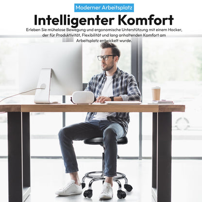 GOODS+GADGETS Arbeitshocker Rollhocker höhenverstellbar, schwarz