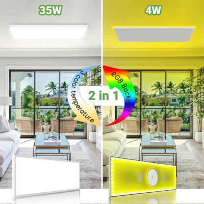 zemty RGB LED Panel Deckenleuchte 80x25 cm - Dimmbar