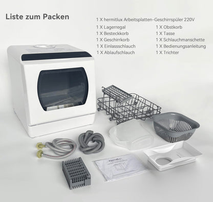 Hermitlux Mini Tischgeschirrspüler - Weiss, 4 Bestecksätze