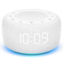 BUFFBEE RS 11 Radiowecker mit UKW-Radio, Nachtlicht und Dimmer, Weiss – Stoffdesign, leuchtende Tasten