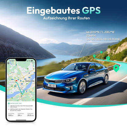 BOTSLAB Dashcam 4K GPS WiFi Dual Autokamera – Vorne/Hinten 64GB