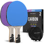 PRO-SPIN Tischtennisschläger Carbon ITTF, 2er-Pack, Blau/Lila, zwei Schläger mit Schutzhülle