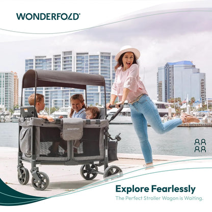 WONDERFOLD W4 Original 4-Sitzer Kinderwagen - Grau