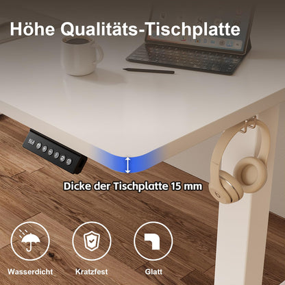 JUMMICO Höhenverstellbarer Schreibtisch Steh-Sitz - 110x60cm Weiss