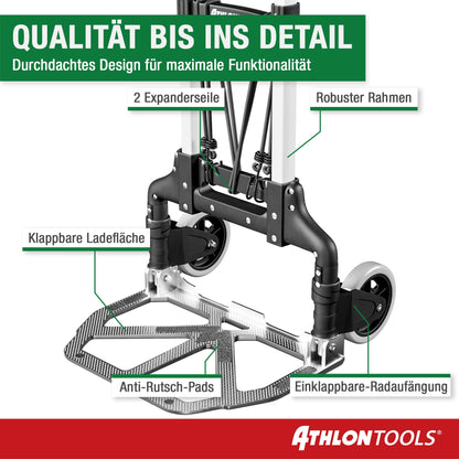 ATHLON TOOLS Sackkarre klappbar aus Aluminium, 70 kg Tragkraft