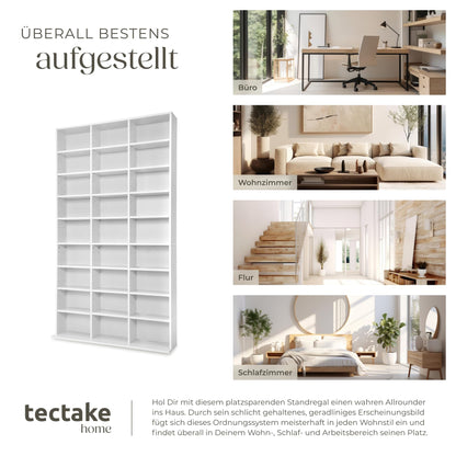 tectake Regal Aufbewahrung Bücherregal Standregal - Weiss