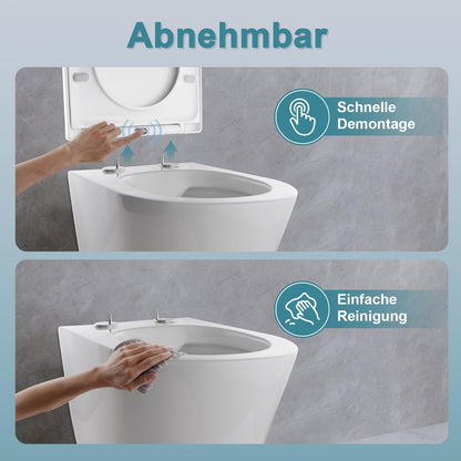 MEEJEE D-Form KURZ WC-Sitz – Absenkautomatik Quick Release Weiss