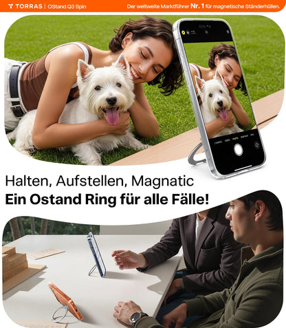 TORRAS Ostand Q3 Spin iPhone 17 Pro Hülle mit 360° MagSafe Ständer