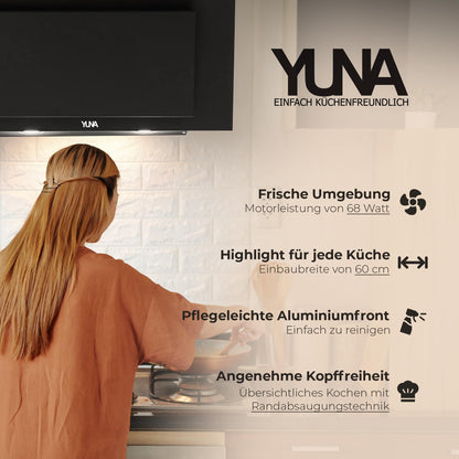 YUNA SIVA 1360Y Dunstabzug Kopffreihaube - 60cm matt schwarz