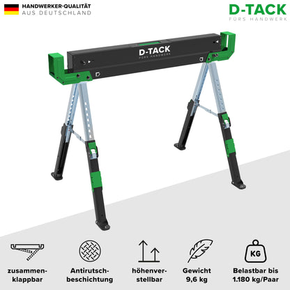 D-TACK Multifunktion Arbeitsbock faltbar höhenverstellbar – 2er-Set