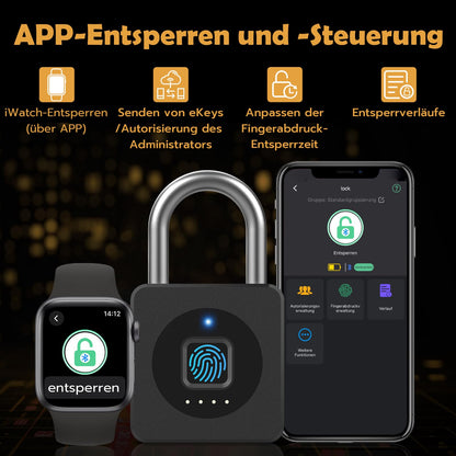 Anweller Vorhängeschloss mit Fingerabdruck und App, wetterfest