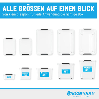 ATHLON TOOLS Aufbewahrungsboxen 4x 80L Transparent - Lebensmittelecht