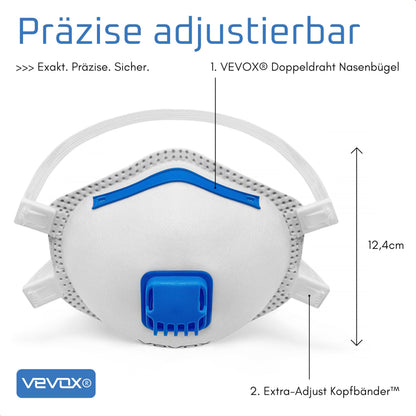 VEVOX FFP3 Atemschutzmaske mit Ventil – 5er, 10er oder 20er Set
