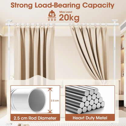 WELDUN Raumteiler Paravent Gestell Gardinenstangen - Weiss, verstellbar