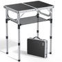 Anbte Campingtisch klappbar 60x40cm, höhenverstellbar, schwarz mit Aluminiumrahmen und MDF-Tischplatte