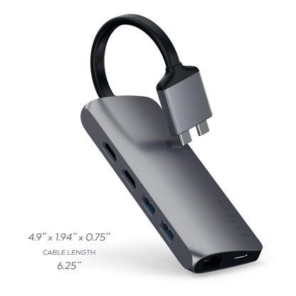 SATECHI Dual Multimedia USB-C Dockingstation – Space Grau