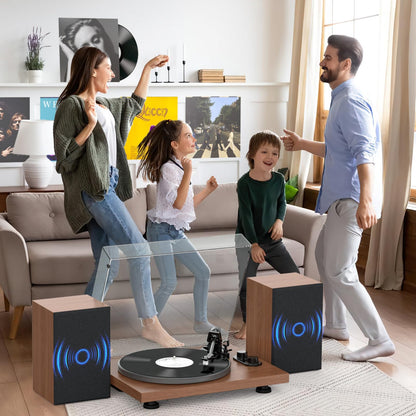 Udreamer Plattenspieler Hi-Fi mit Vorverstärker & Lautsprechern - Braun