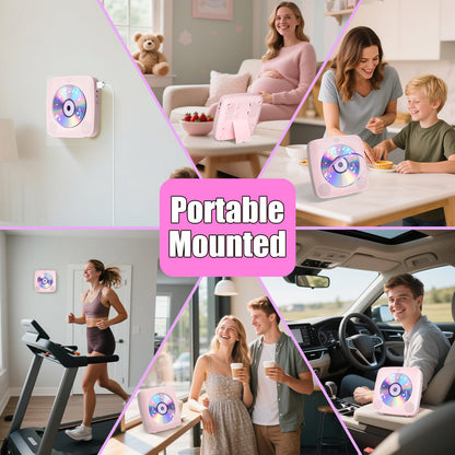Gueray Desktop CD-Player mit Bluetooth und FM-Radio, Rosa