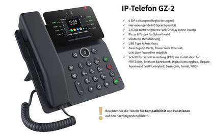 GEQUDIO IP Telefon GZ-2 mit Netzteil - Fritzbox/Telekom