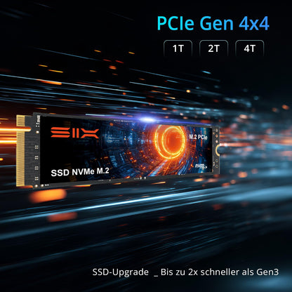 SIX X7400 NVMe M.2 SSD 1TB PCIe 4.0 mit Heatsink für PS5, Laptop & PC