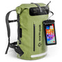 Earth Pak Summit wasserdichter Rucksack 35 L mit Rolltop, Grün – Rollverschluss aus 500D PVC-Plane