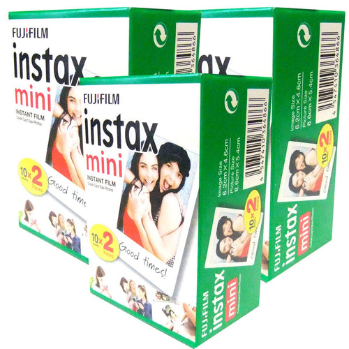 Mini Film Sofortbildfilm für Instax Mini Kameras, 60 Blatt ISO 800, weisser Bildrahmen, Kreditkartengrösse