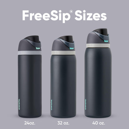 Owala FreeSip Trinkflasche Edelstahl 710 ml mit Strohhalm, Foggy Tide