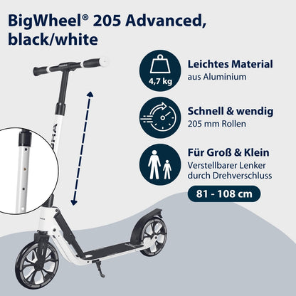 HUDORA BigWheel 205 Advanced Scooter – Alu-Tretroller bis 100 kg