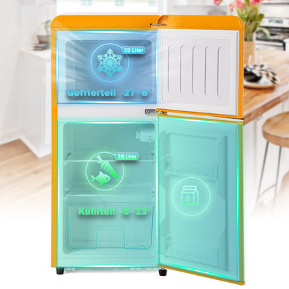 Merax Retro Mini Kühlschrank Gefrierkombination Zweitürig - Gelb