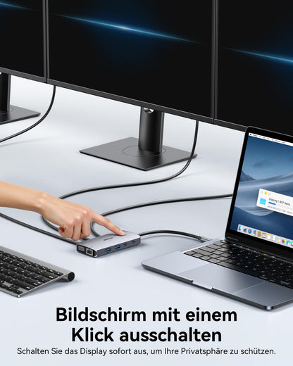 MOKiN USB-C Docking Station 9-in-1 mit Dual HDMI 4K, DisplayPort, VGA
