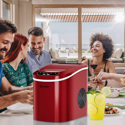 COSTWAY Eiswürfelmaschine | Eiswürfelbereiter – rot