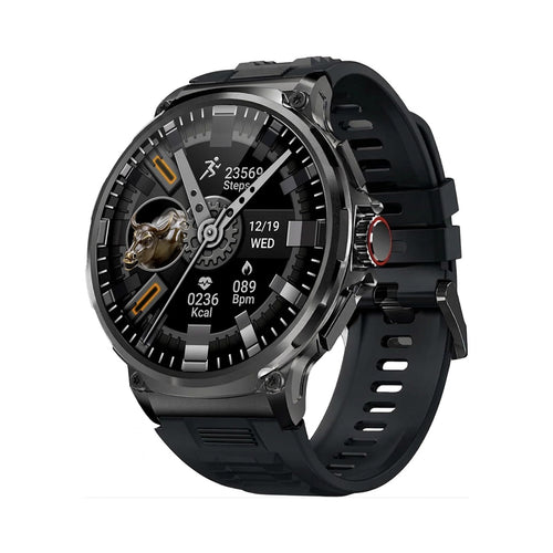 Deedlite Zeus 2.0 Smartwatch Herren mit 1,85-Zoll-Display, Bluetooth, schwarzes Silikonarmband