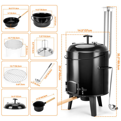 onlyfire Gulaschkanone mit Grillfunktion 14L emailliert