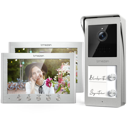 TMEZON Video Türsprechanlage 2-Familienhaus mit 7-Zoll-Monitor und HD-Türklingelkamera