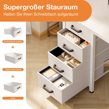 ODK Schreibtisch mit 4 Schubladen, Computertisch 100 x 48 cm, weiss