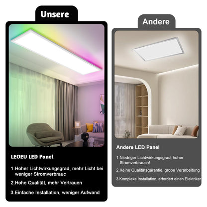 LEOEU LED Panel Deckenleuchte 120x30CM RGB Dimmbar 40W