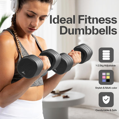 Sportneer Verstellbare Hanteln Set, 4-in-1 Kurzhanteln je 1–2,5 kg