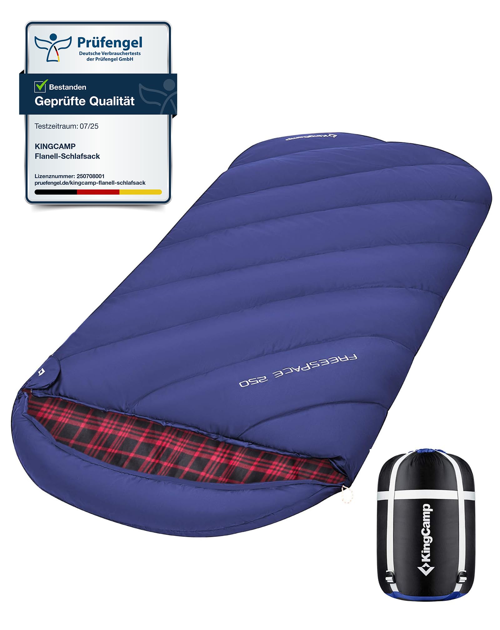 KingCamp Schlafsack 4 Jahreszeiten Deckenschlafsack Übergrösse - Blau, rechteckig, blau, für ganzjähriges Outdoor-Schlafen.