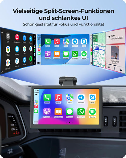 Krunia 7" Drahtloses Tragbares Auto Display für CarPlay & Android